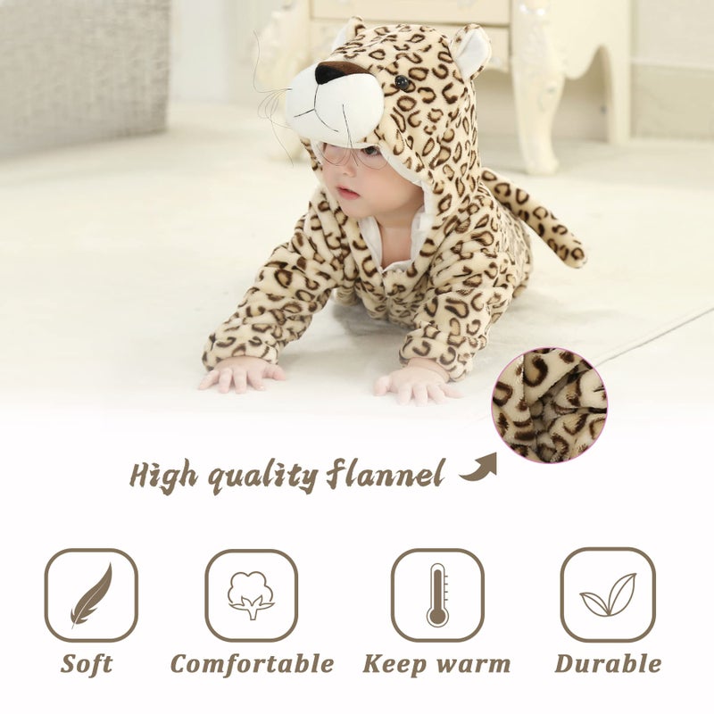 TONWHAR Unisex-Baby Animal Onesie Costume Cartoon Animal Outfit Homewear Kids' One-Piece Rompers(18-24 Months, Leopard) - Image 3